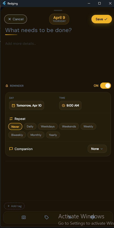 Todo creation with companion assignment and reminders